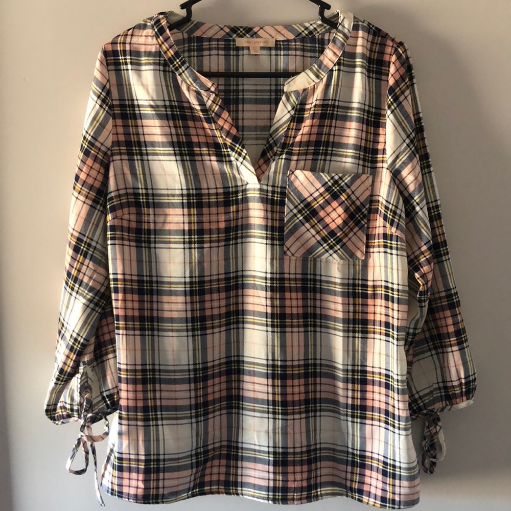 Pink Plaid Blouse